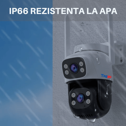 Camera de Supraveghere WiFi, Doua Lentile HD 6 MP,  Vedere Nocturna, IP66,  Audio Bidirectional, Detectie Miscare