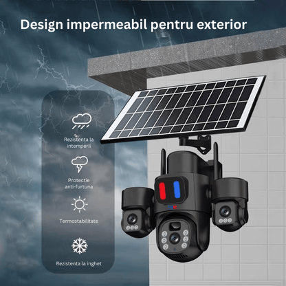Camera Solara 4G 12MP cu 3 Lentile, Panou Solar si Detectare AI