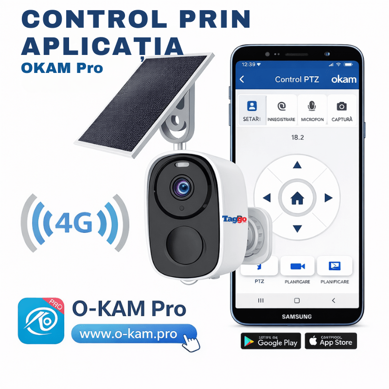 Camera Solara 4G 3MP O-KAM cu Detectare PIR, Sirena si Audio Bidirectional
