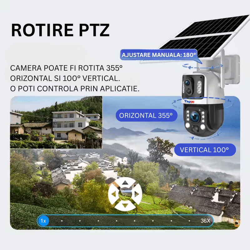 Camera Solara 4G 8MP cu 2 Lentile, Zoom Optic 20X si Panou 20W