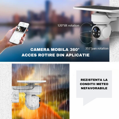 Camera de Supraveghere Solara WIFI 5MP, Panou Solar, Control din Aplicatie, Rezistenta la apa