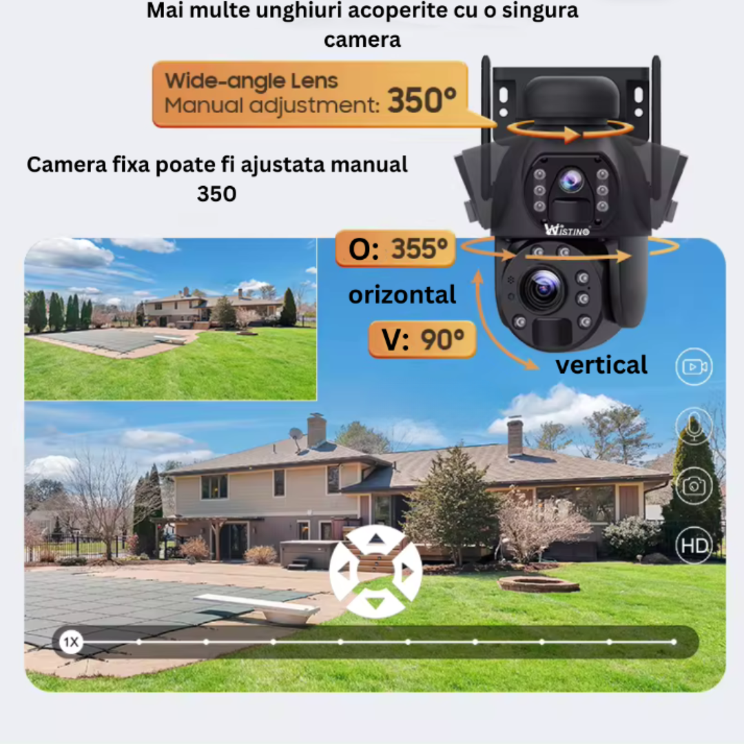 Camera Supraveghere 4G 3K Ultra HD 50X ZOOM, 10W, Dual Camera, Incarcare Solara, Rotire Din Aplicatie, Rezistenta La Apa IP 66