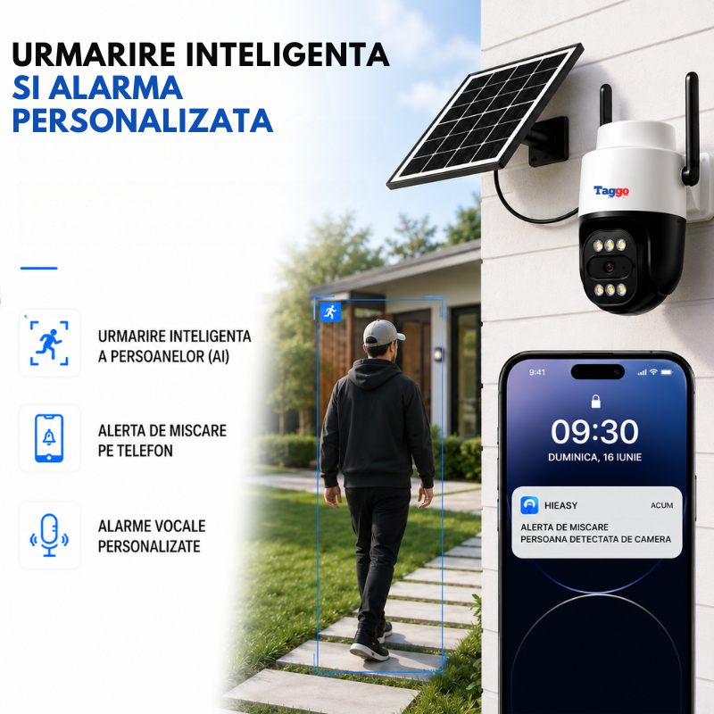 Cameră Supraveghere 4G AOV PTZ 5MP Solară | Hieasy