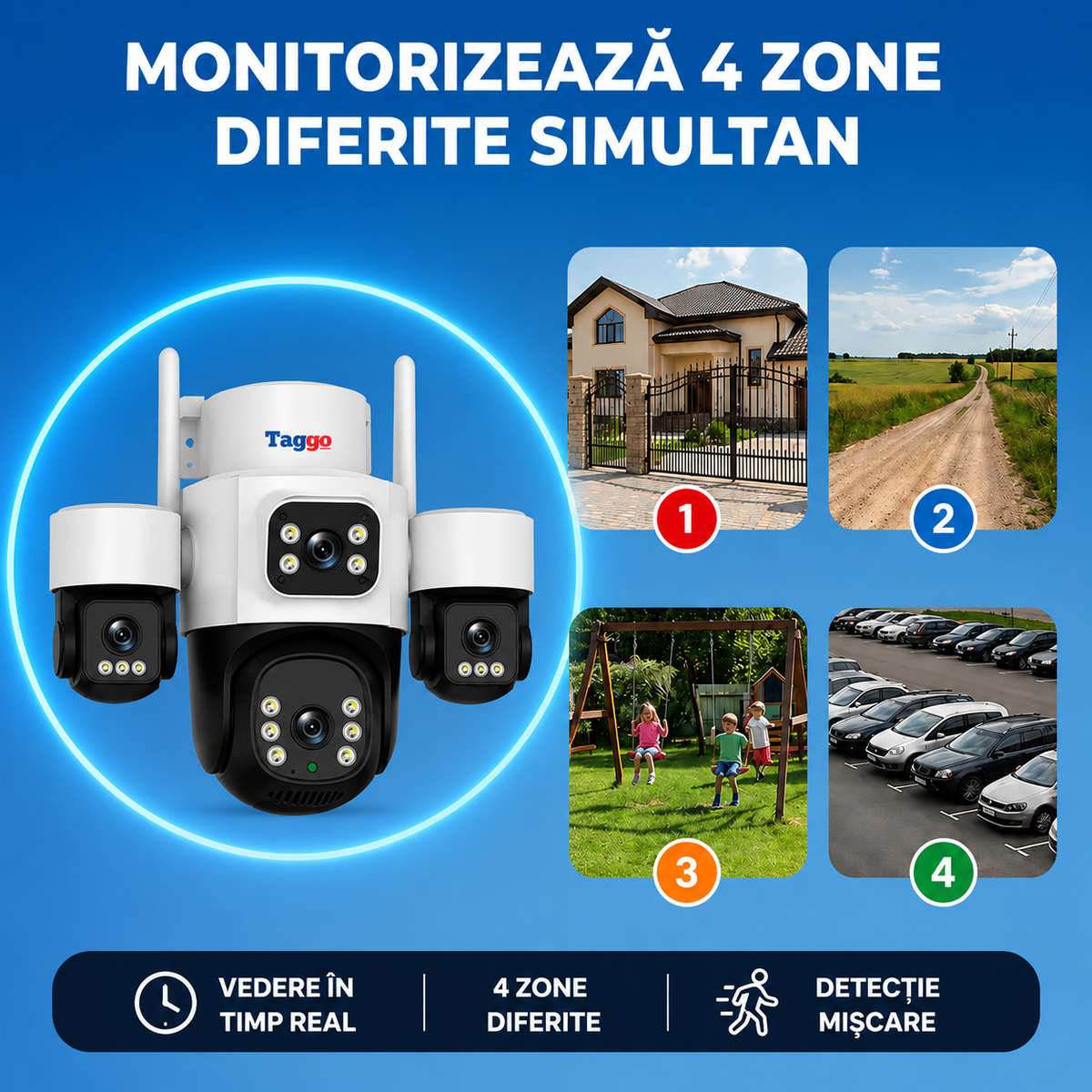 Cameră Supraveghere 4G eSIM TAGGO Pro Q50 16MP