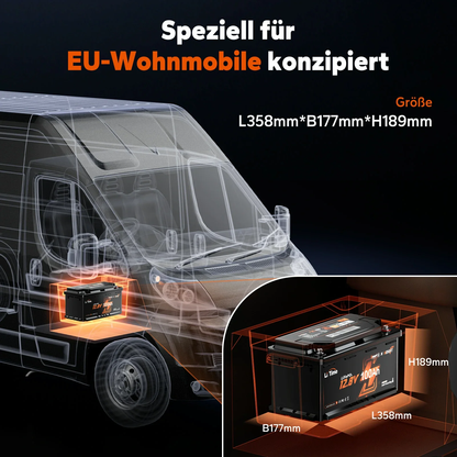 Acumulator LiTime LiFePO4 12V 100Ah – BMS 200A Descarcare Continua, Bluetooth, Incalzire Integrata, IP65, 358x177x189mm