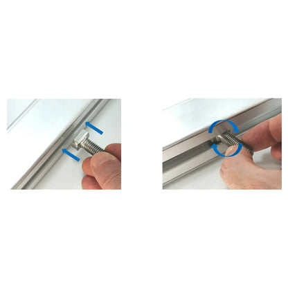 Set 100 Suruburi Cap T (Ciocan) M10x25 Inox A2, pentru Profil H 40x40, Structuri Fotovoltaice
