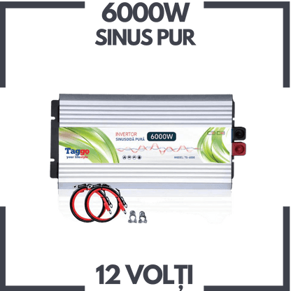 Invertor 6000W 12V – 220 V auto si panouri solare SINUS PUR, unda pura rulota, casa, cabana