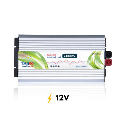 Invertor 6000W 12V – 220 V auto si panouri solare SINUS PUR, unda pura rulota, casa, cabana