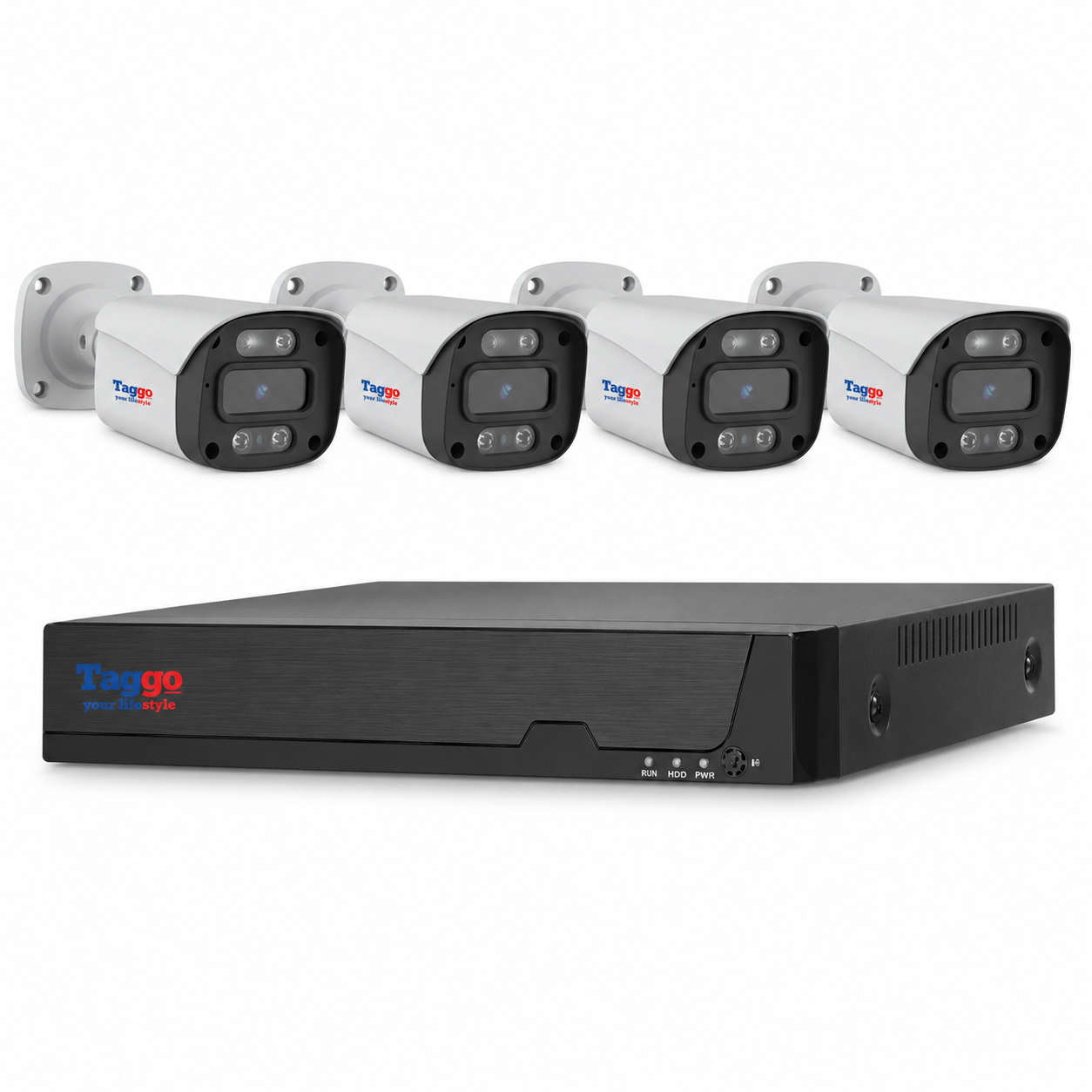 Kit Supraveghere NVR 4 Canale 4K PoE + 4 Camere Supraveghere Bullet IP 5MP PoE cu Vedere Nocturna Mixta si Microfon