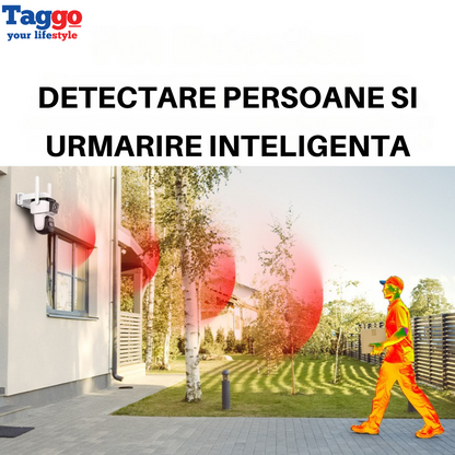 Camera supraveghere cu panou solar 4G, Detectare umana, PTZ 360°, Dual lens, Zoom 10X, Rezistenta la apa