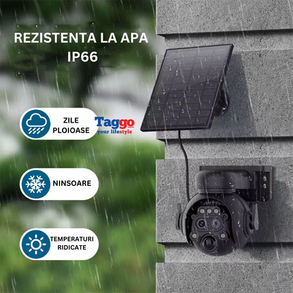 Camera Supraveghere WIFI 4K Ultra HD, Dual Lens, 12X ZOOM, Incarcare Solara, Rotire Din Aplicatie, Rezistenta La Apa IP 66