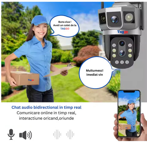 Camera Supraveghere Solara 4G 4K Ultra HD, Zoom 10X, Panou 10W, Rotire Din Aplicatie, Rezistenta La Apa IP 66