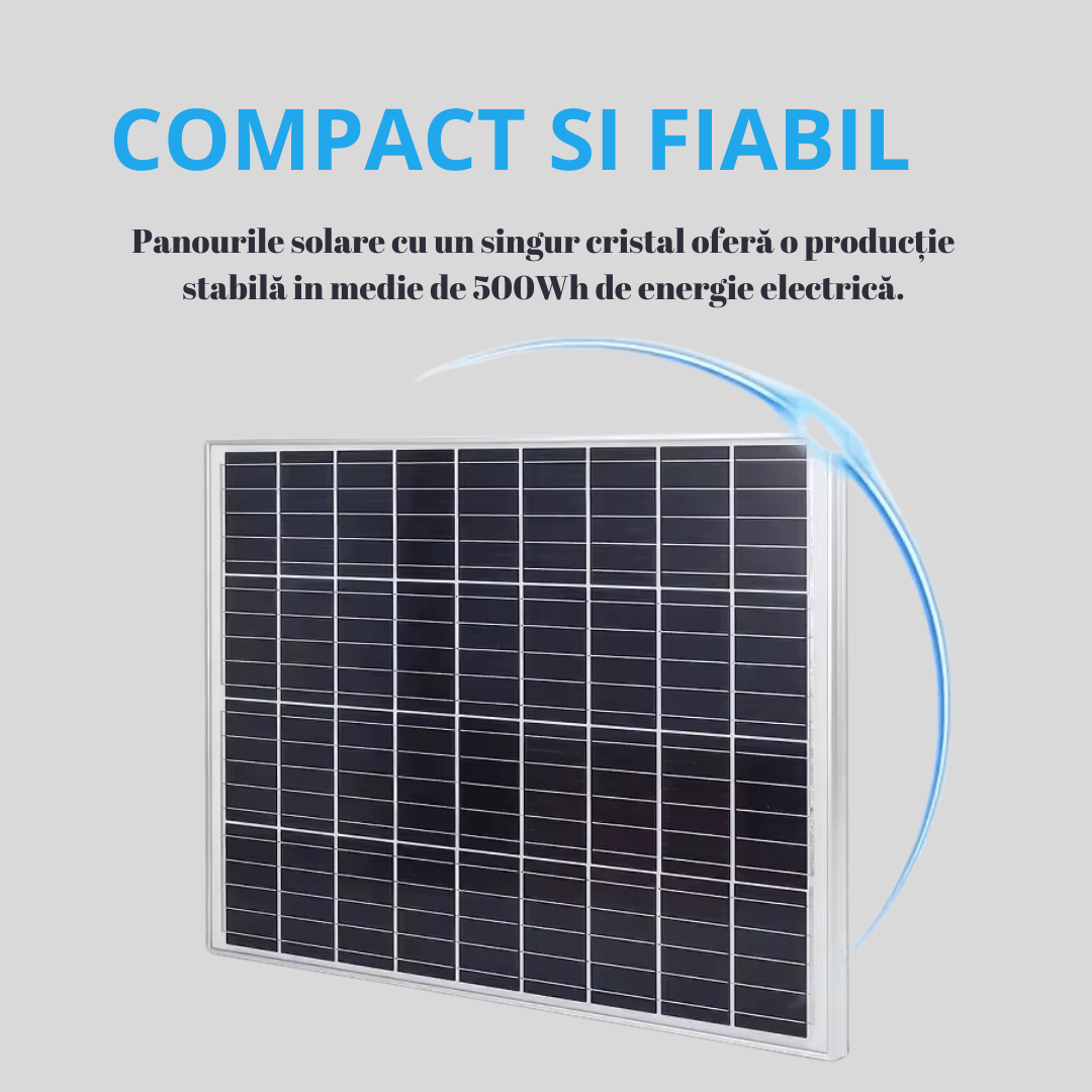 Panou Solar 160W cu Acumulatori 60Ah pentru Camere de Supraveghere, Iesire 12V