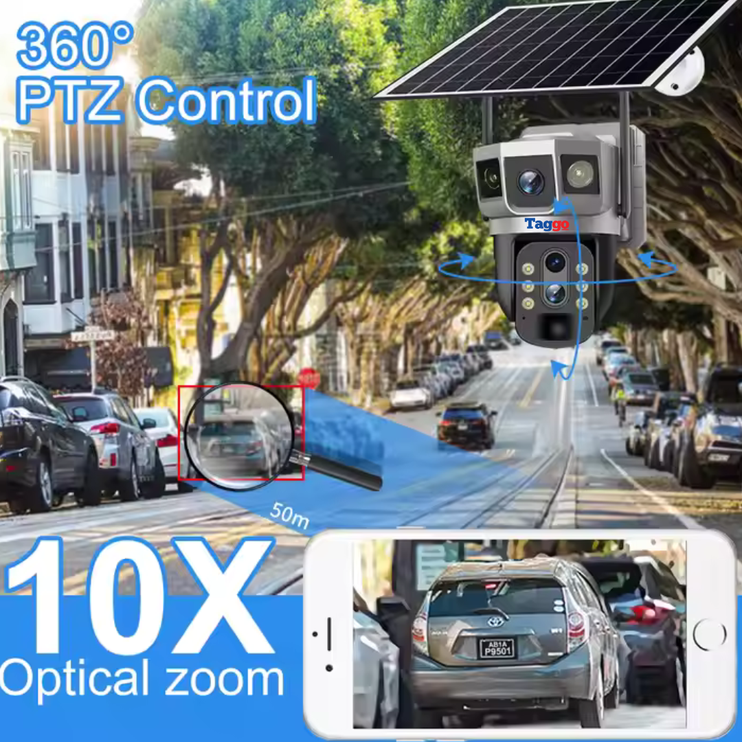 Camera Supraveghere Solara 4G 4K Ultra HD, Zoom 10X, Panou 10W, Rotire Din Aplicatie, Rezistenta La Apa IP 66