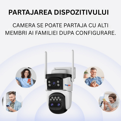 Camera de Supraveghere WIFI, 3 lentile, 6K 9MP, Auto Zooming 10x hybrid, Notificari, Control din Aplicatie, Urmarire Automata