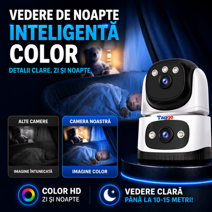 Camera Supraveghere Interior, Conexiune WIFI, 2 Lentile, Rezolutie 6MP, Detectie Persoane, Night Vision