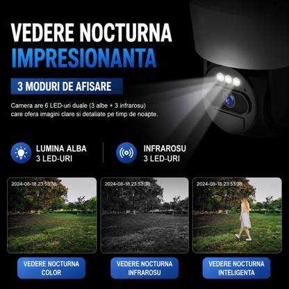 Camera de Supraveghere Solara WiFi 5MP cu Panou 6.5W, Monitorizare Fara Cabluri