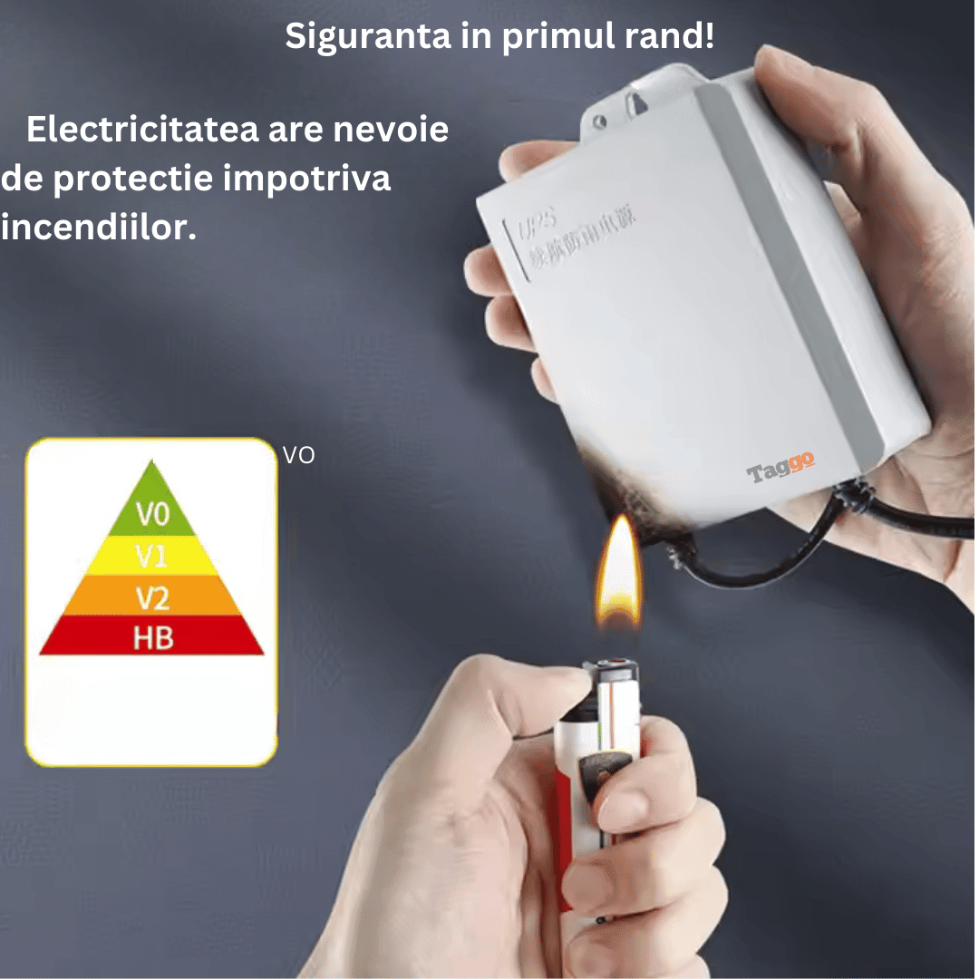 Alimentator UPS 12V Taggo.ro cu baterie 3600mAh, protecție la suprasarcină, supratensiune și scurtcircuit, imagine vizualizată.