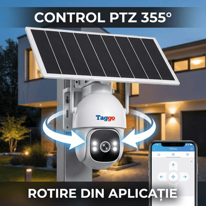Camera Supraveghere 4G Solară Taggo Pro S30 – Full Color Noapte, eSIM, Detecție AI 40M, AOV 24/7, 5MP