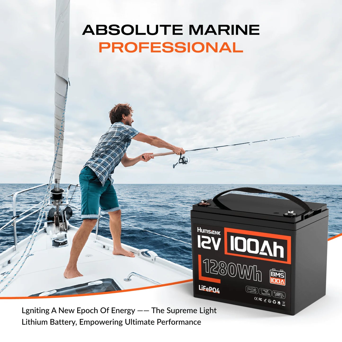 Acumulator LiFePO4 12V 100Ah cu BMS 100A – 1280Wh, IP67, 10.5 kg – Ideal pentru Camper, Barca, Sistem Fotovoltaic