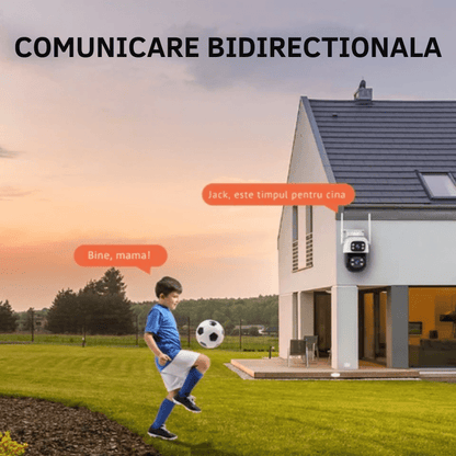 Camera de Supraveghere WiFi, Doua Lentile HD 6 MP,  Vedere Nocturna, IP66,  Audio Bidirectional, Detectie Miscare