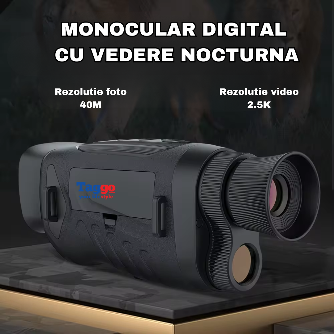 Monocular Digital Profesional cu Night Vision de Vanatoare 4K, Zoom 8X, Ecran LCD, Acumulator, Verde - Taggo.ro