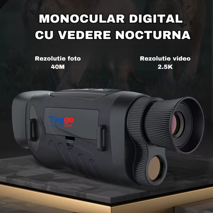 Monocular Digital Profesional cu Night Vision de Vanatoare 4K, Zoom 8X, Ecran LCD, Acumulator, Verde - Taggo.ro