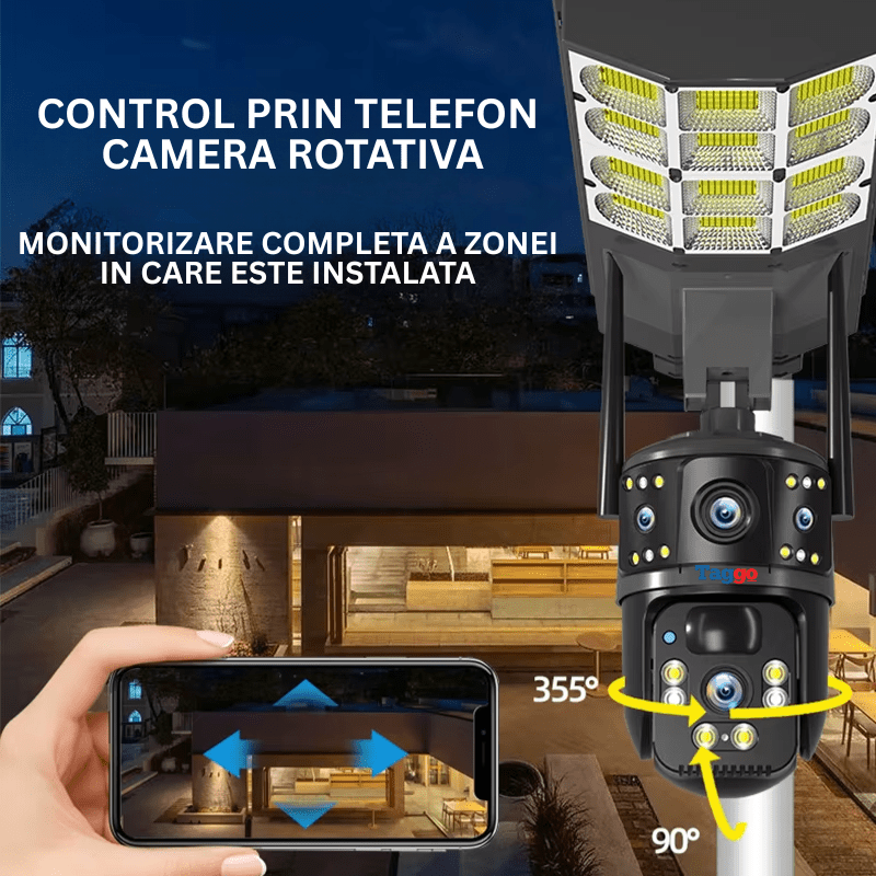 Lampa Stradala cu Camera 4G si Incarcare Solara, 8MP,Urmarire Automata si Comunicare Bidirectionala