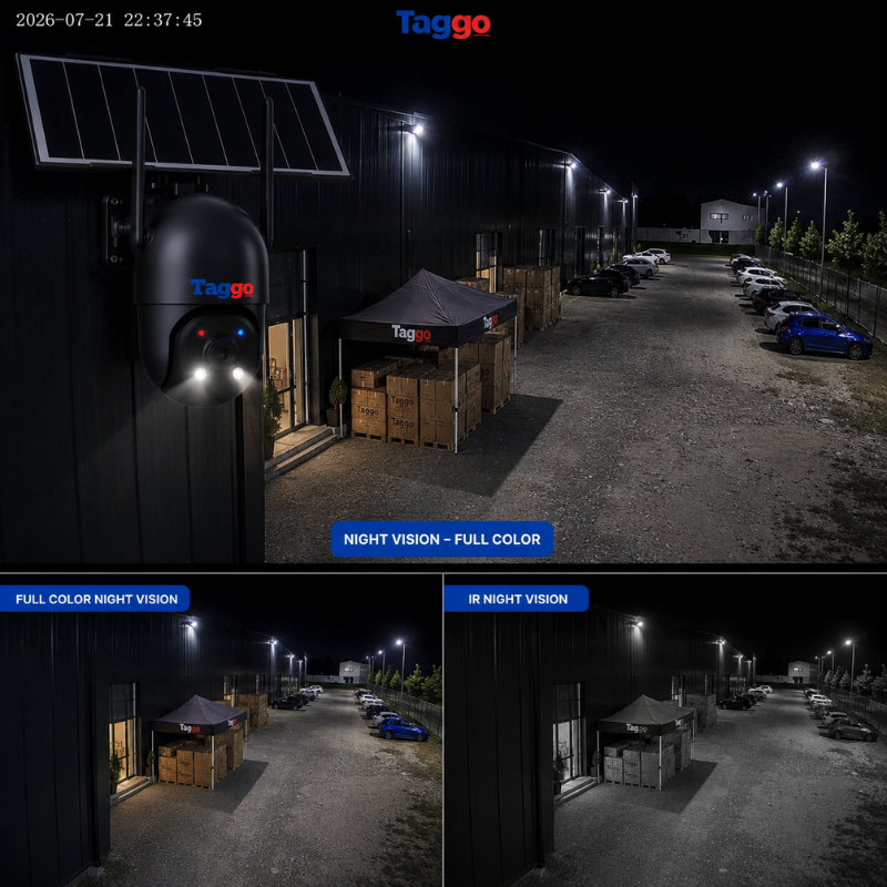 Camera WiFi Solara 4K 8MP cu Detectie AI Persoane, Inregistrare 24/7 AOV, Vedere Color Nocturna, IP66