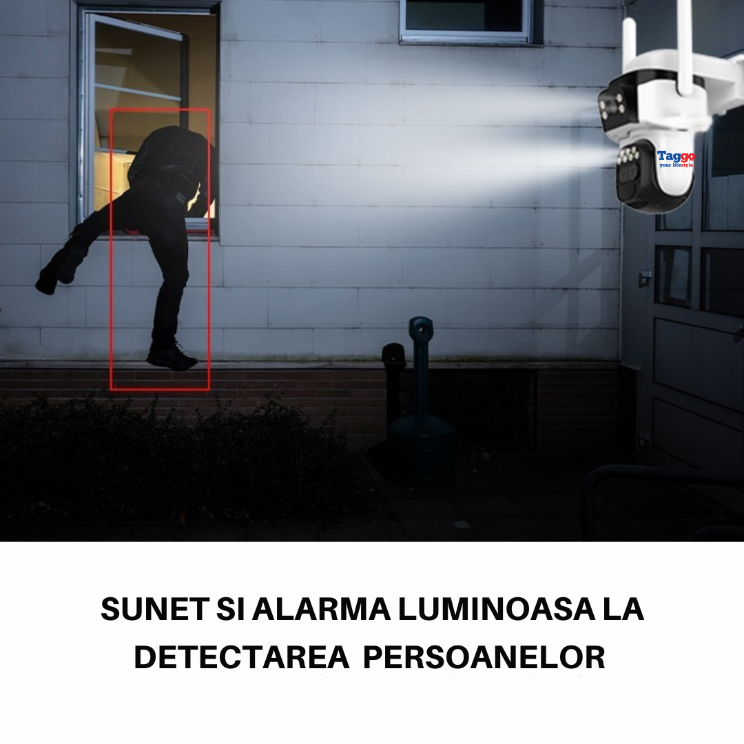 Camera supraveghere cu panou solar 4G, Detectare umana, PTZ 360°, Dual lens, Zoom 10X, Rezistenta la apa