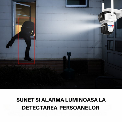 Camera supraveghere cu panou solar 4G, Detectare umana, PTZ 360°, Dual lens, Zoom 10X, Rezistenta la apa