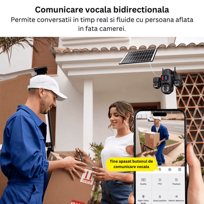 Camera Solara 4G 12MP cu 3 Lentile, Panou Solar si Detectare AI