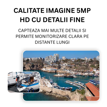 Camera de Supraveghere WiFi, cu Incarcare Solara, 5 MP, ZOOM 18X Optic, Detectie Miscare, IP66