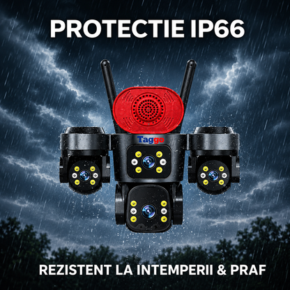 Camera de Supraveghere 4 Lentile, 16MP, Conexiune 4G, Control din Aplicatie, Viziune Colora si IR, Comunicare Bidirectionala, Protectie IP66