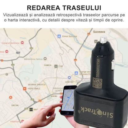 Incarcator auto / Tracker GPS 4G cu incarcare rapida si localizare in timp real, interfata USB dubla, buton SOS, antifurt