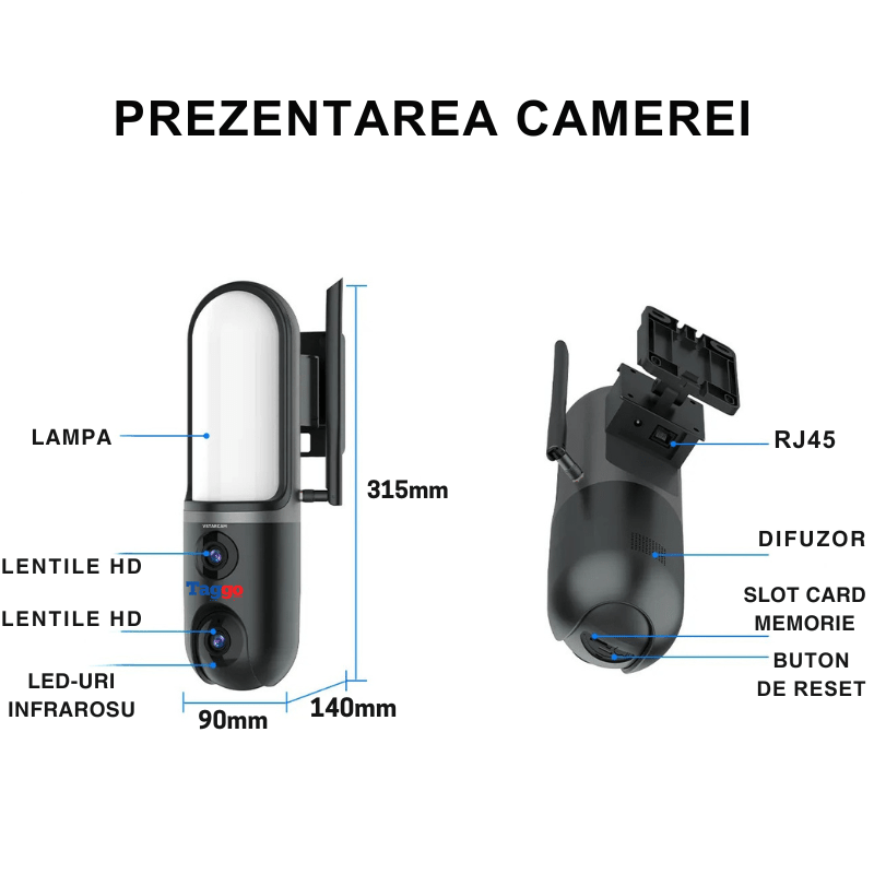 Camera WiFi Dual Lens cu Iluminare LED, Human Tracking si Vedere Nocturna Color