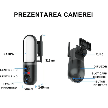 Camera WiFi Dual Lens cu Iluminare LED, Human Tracking si Vedere Nocturna Color