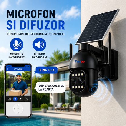 Camera WiFi Solara 5MP cu Zoom Optic 12x, AI Detectie Umana, Inregistrare 24/7, IP66