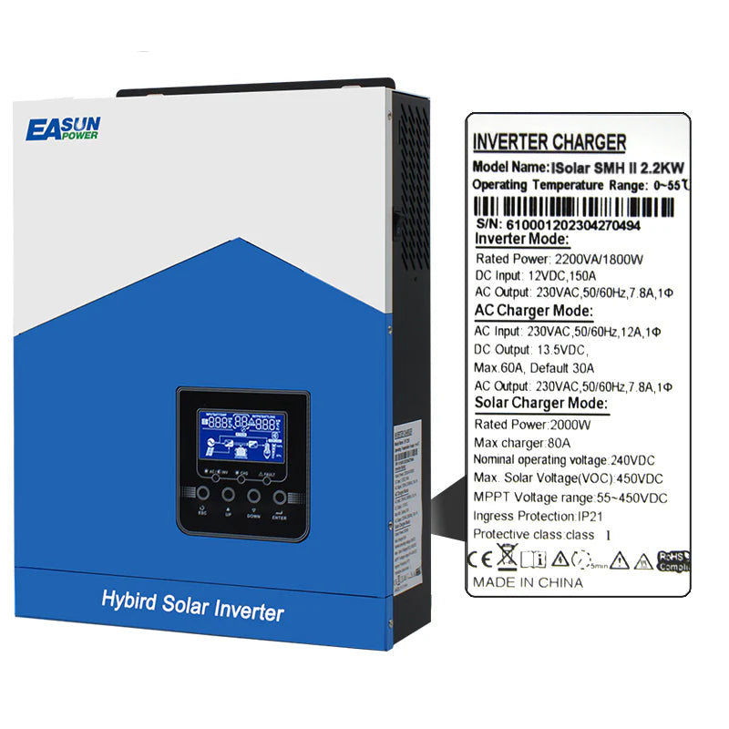 Invertor solar EASUN SMH II 3.2kW Off-Grid 24V cu MPPT 80A, WiFi inclus