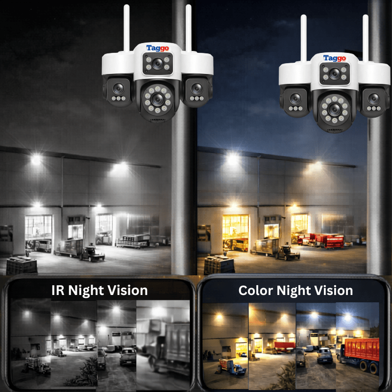 Camera de Supraveghere Cu 4 lentile, 16MP, Conexiune WIFI, Night Vision Full Color si Detectie Miscare, IP66