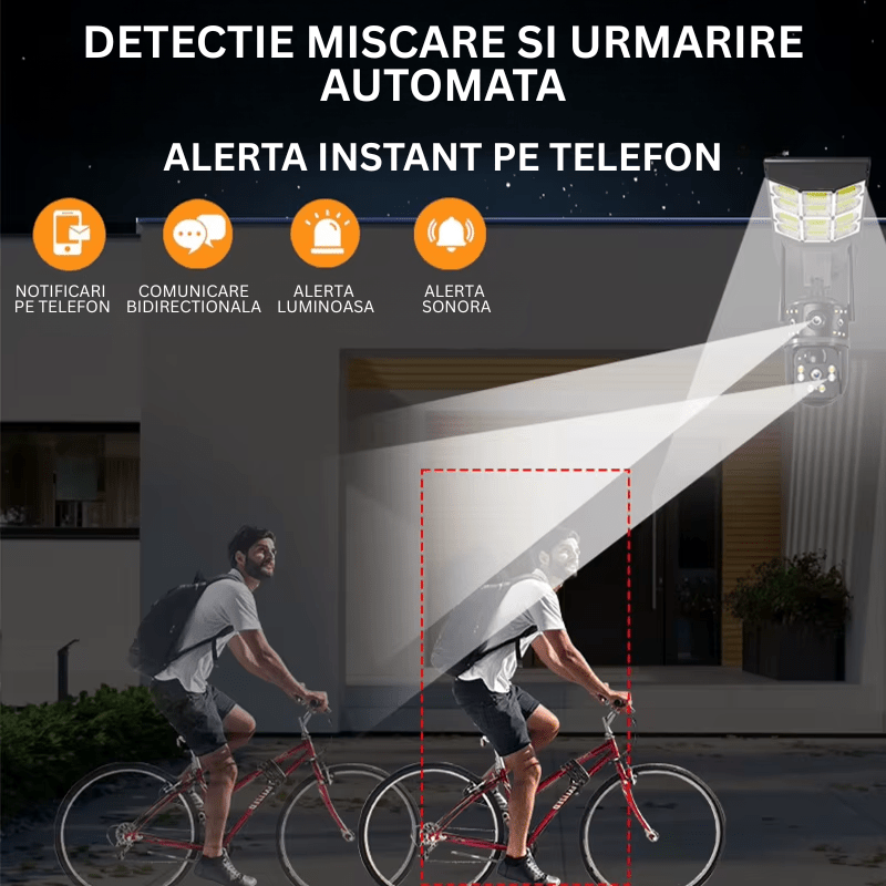 Lampa Stradala cu Camera 4G si Incarcare Solara, 8MP,Urmarire Automata si Comunicare Bidirectionala