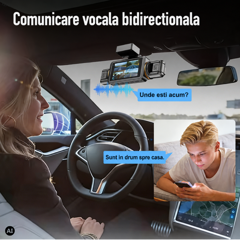 Camera de bord Crocodil 2K Conexiune 4G, 4 Camere, Monitorizare parcare 24h, GPS,  Ecran 3 inch