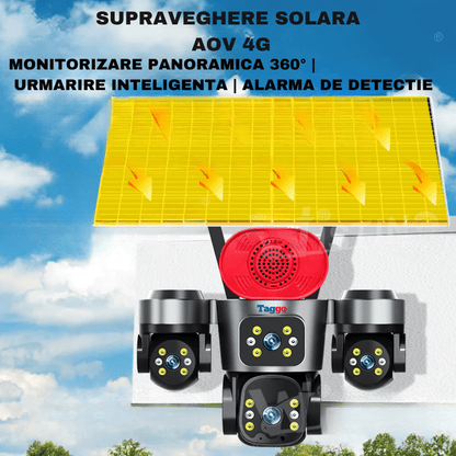 Camera de Supraveghere 4 Lentile, 16MP, Dublu Panou Solar, Conexiune 4G, Control din Aplicatie, Viziune Colora si IR, Comunicare Bidirectionala, Protectie IP66