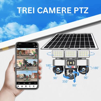 Camera de Supraveghere cu Panou Solar, Conexiune 4G, 12MP, Detectie miscare, Vedere pe Timp de Noapte, Urmarire Miscare Umana, Rezistent la Apa/Intemperi, Comunicare Bidirectionala