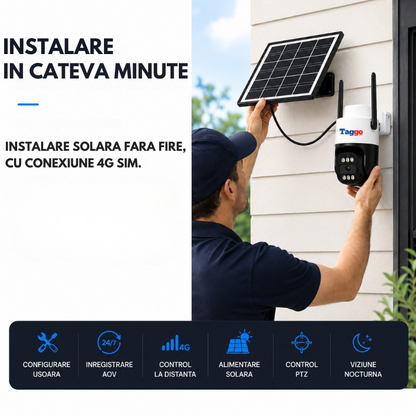 Cameră Supraveghere 4G AOV PTZ 5MP Solară | Hieasy