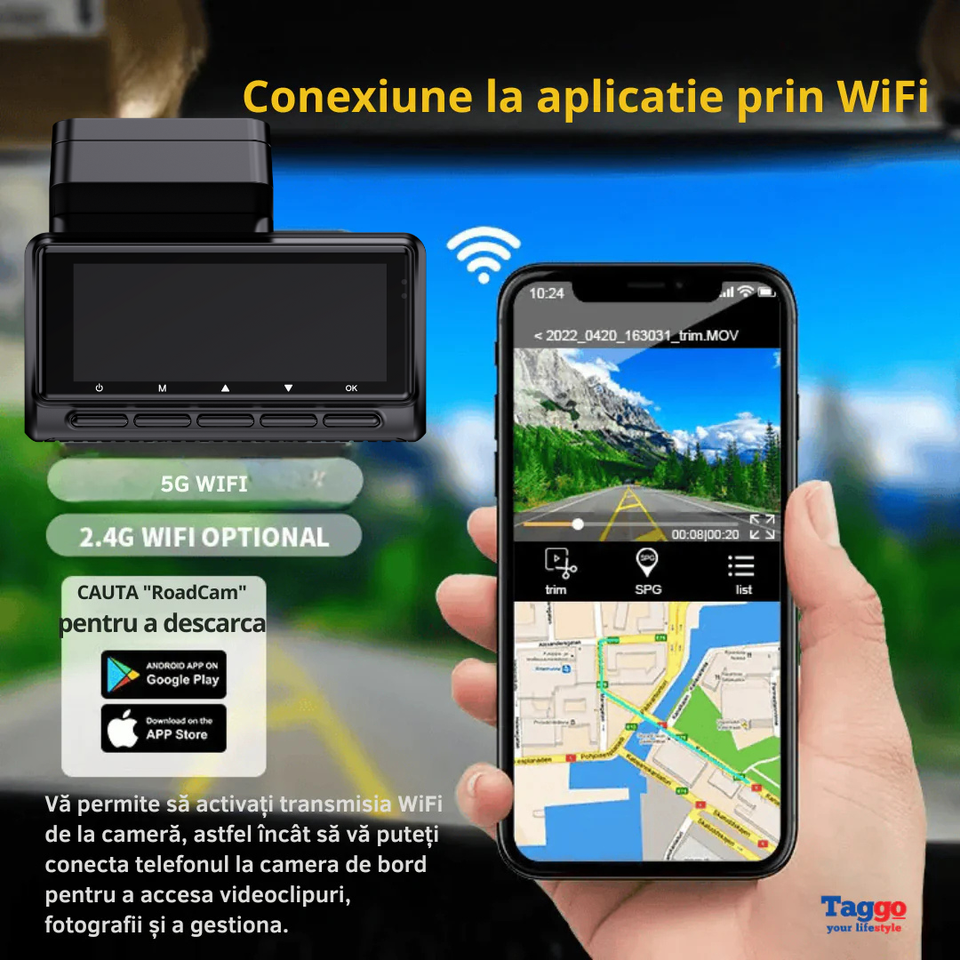 Camera Auto K26S 4K + camera spate 2.5K, WDR, WiFi si GPS integrat, 3,16" IPS, Senzor G