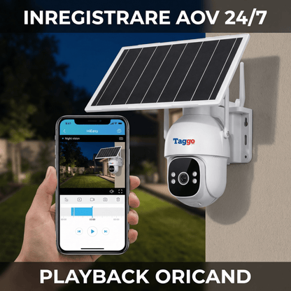 Camera Supraveghere 4G Solară Taggo Pro S30 – Full Color Noapte, eSIM, Detecție AI 40M, AOV 24/7, 5MP