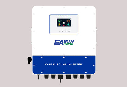 Invertor solar hibrid EASUN 6kW 48V IP65 – tehnologie baterie-catre-retea, Dual MPPT, intrare/iesire AC dubla, paralelizare pana la 6 unitati (sistem trifazic), WiFi