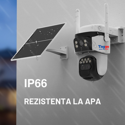 Camera supraveghere cu panou solar 4G, Detectare umana, PTZ 360°, Dual lens, Zoom 10X, Rezistenta la apa