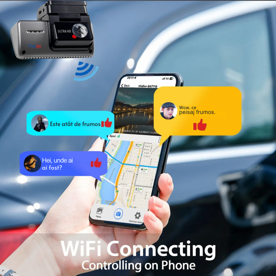 Camera Auto K26S 4K + camera spate 2.5K, WDR, WiFi si GPS integrat, 3,16" IPS, Senzor G